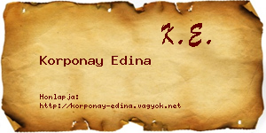 Korponay Edina névjegykártya